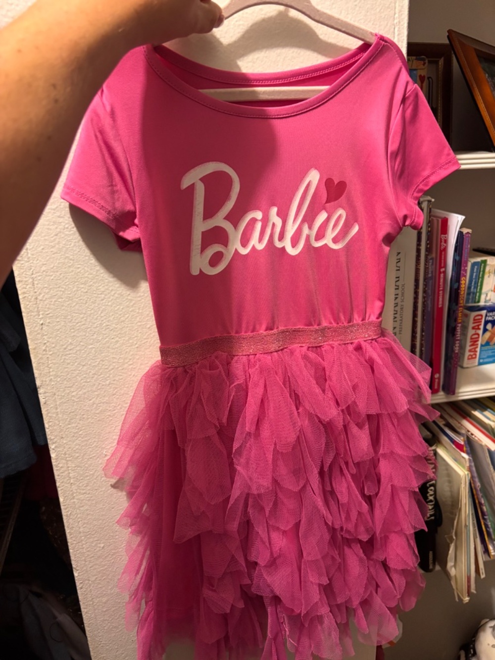 Barbie Bright Pink Tiered Tulle Dress Girls 5 - Picture 3 of 3